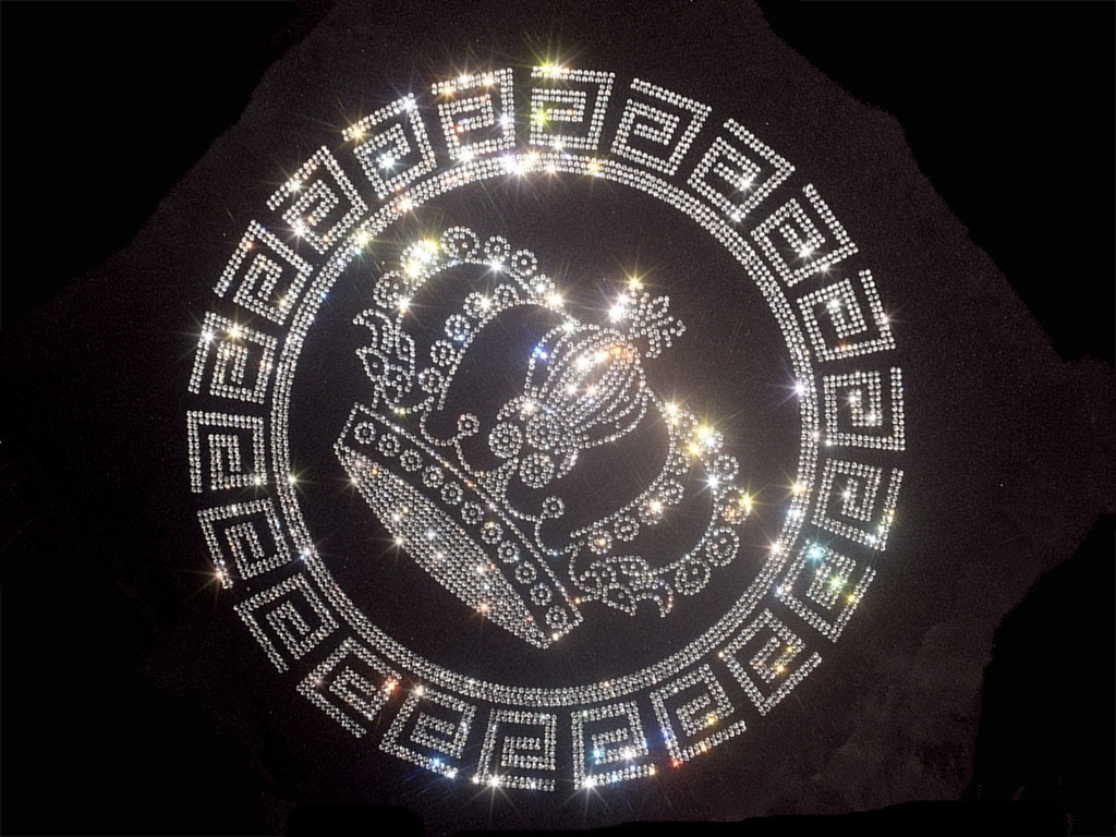 Crown Rhinestone Transfer Bling Hot Fix Iron on Patch Motif Design Transfer