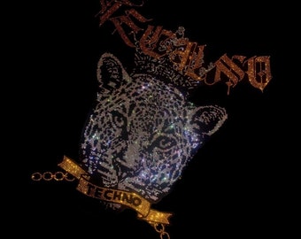 Luipaardpatroon Strassoverdracht, Opstrijkbare hotfix, Strassoverdracht Bling Hot Fix Opstrijkbare patch Motiefontwerpoverdracht, Kristallen bling