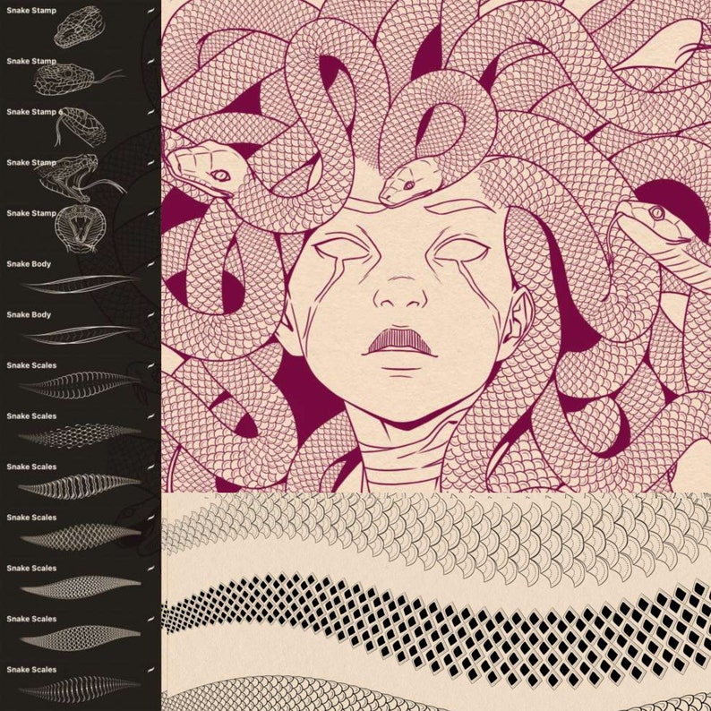 50 Snake Brushes Procreate Snake Scale Brush Set Etsy