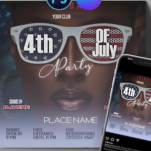 4. Juli Flyer bearbeitet auf Canva UND Photoshop, bearbeitbarer Party Flyer Hinterhofgrill