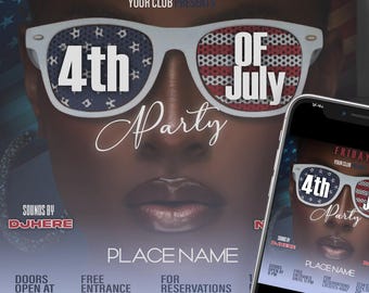 4 juli-flyer bewerkbaar op canva EN Photoshop, bewerkbare feestflyer achtertuin bbq