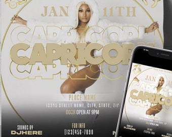 STEENBOK avondje uit Zodiac flyer, clubflyer, doe-het-zelf flyer ontwerpen, evenementflyer, flyer voor feestuitnodiging, flyer voor stripperfeest, flyer voor volwassen feest