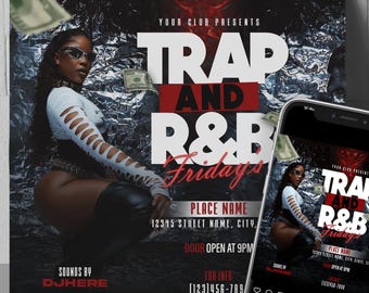 Trap RnB-flyer, clubflyer, sjabloonontwerp DIY-flyer, flyer voor evenement, flyer voor feestuitnodiging, flyer voor stripperfeest, flyer voor volwassen feest