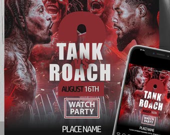 Flyer Gervonta Davis vs Lamont Roach The rematch, flyer Edit On Cava en Photoshop Watch Party Fight Night