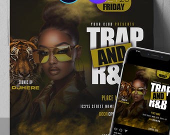 Trap RnB-flyer, clubflyer, sjabloonontwerp DIY-flyer, flyer voor evenement, flyer voor feestuitnodiging, flyer voor stripperfeest, flyer voor volwassen feest