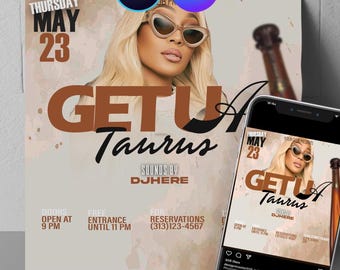 ZODIAC TAURUS-uitnodigingsflyer, seizoensflyer, doe-het-zelfevenementflyer bewerken met Photoshop en Canva