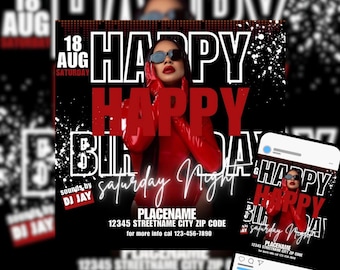 Club Flyer, Birthday Invitation, Birthday Party Invitation, Party Invite Flyer, Bday Flyer, DIY Flyer, Canva Template, PHOTOSHOP Template