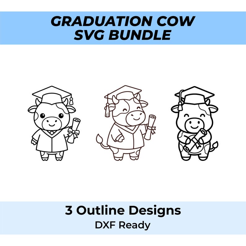 Graduation Cow Graduation Highland Cow SVG Bundle: Layered Cricut Designs (digital ...