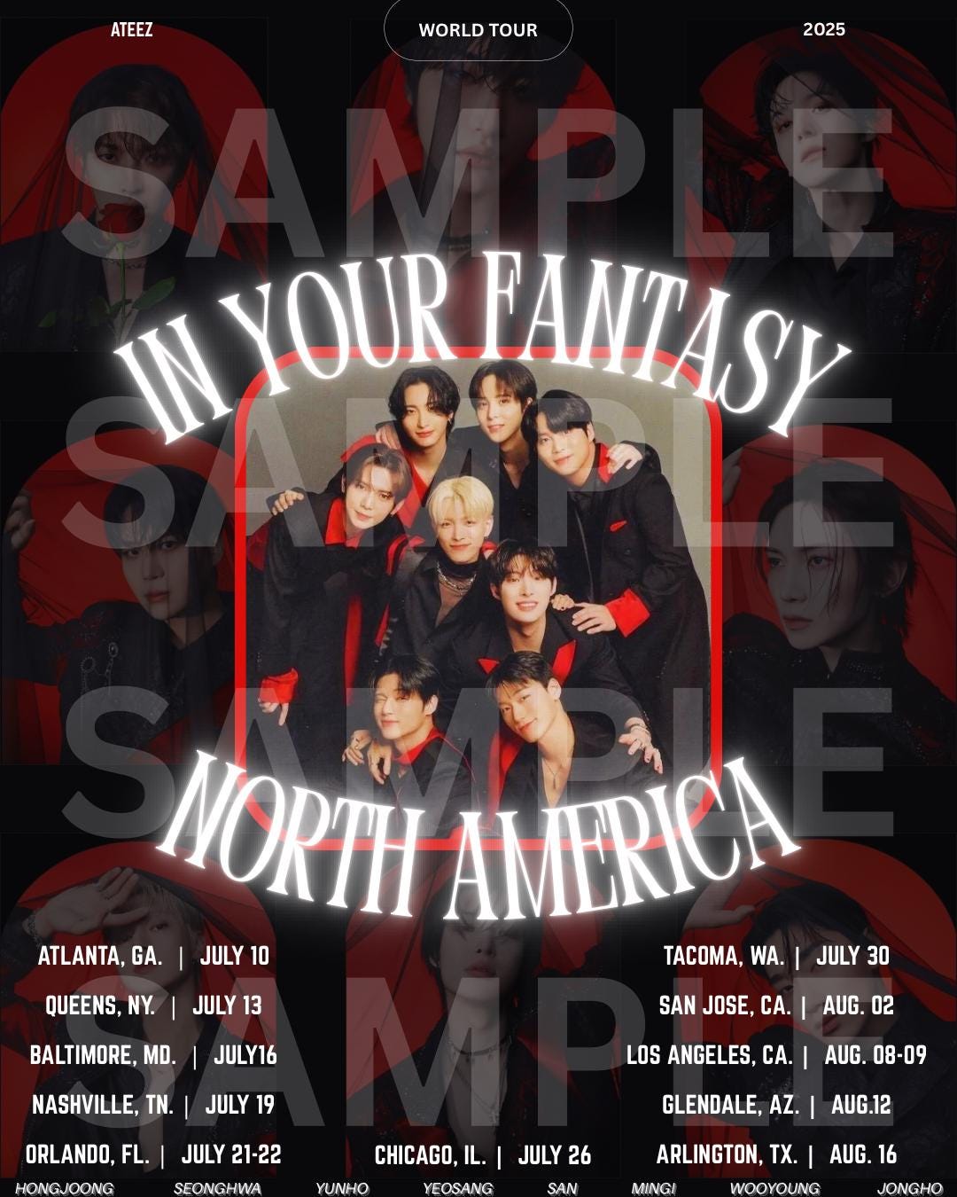 ATEEZ North America Tour Poster: K-pop Fan Art Print (8.5