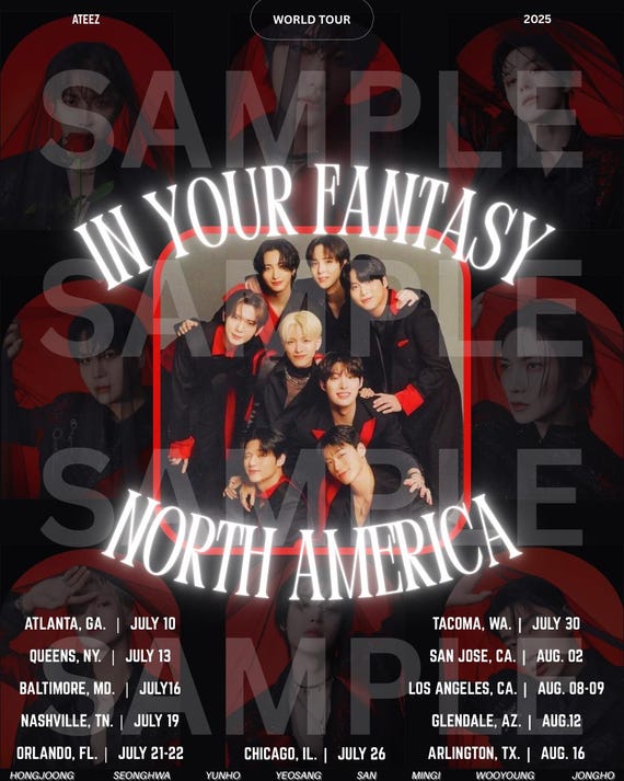 ATEEZ North America Tour Poster: K-pop Fan Art Print (8.5