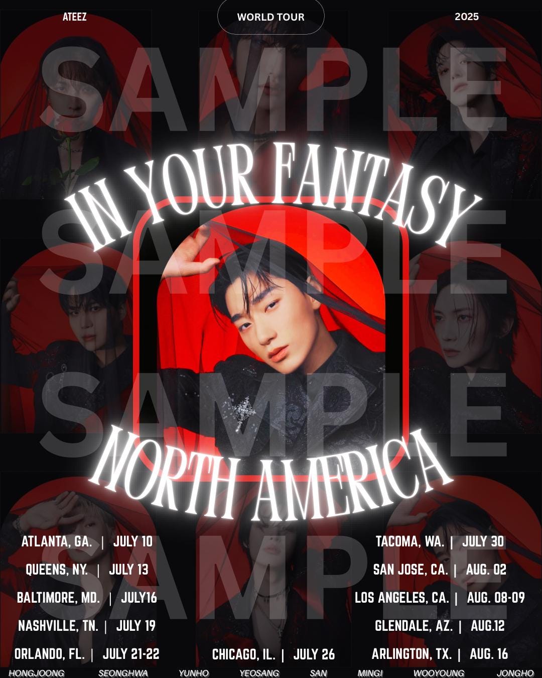 ATEEZ North America Tour Poster: K-pop Fan Art Print (8.5
