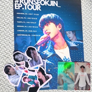 Jin Tour-Inspired Exclusive Fan Bundle or Individual Items | BTS Kpop Merch – Poster, Stickers & Custom Photocards for ARMY Gifts
