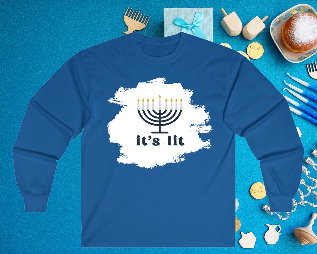 It's Lit Hanukkah Menorah Long Sleeve Tshirt Hanukkah Etsy UK