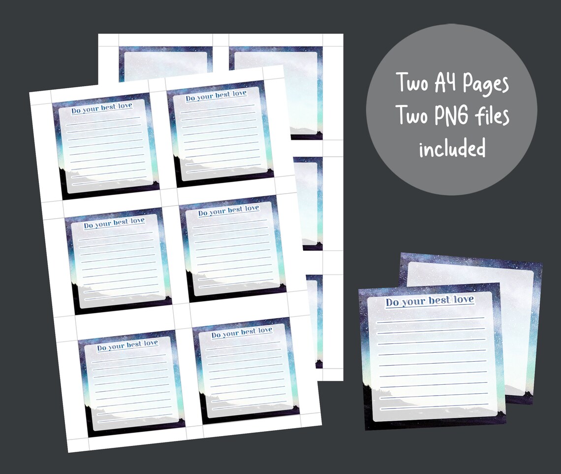 Printable Memo Sheet Starry Night Sky Watercolor Scenery Starry Memo Pad Memo Set Stationary ...