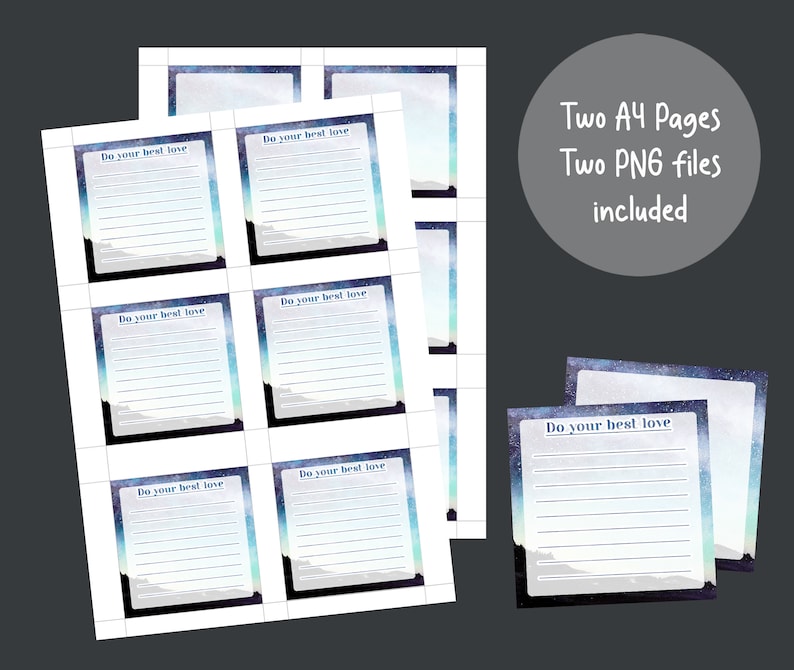 Printable Memo Sheet Starry Night Sky Watercolor Scenery Starry Memo Pad Memo Set Stationary ...