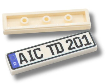 DEIN Wunsch-Kennzeichen auf einer 1x4 LEGO® Fliese, individuell gestaltetes Nummernschild - Geschenkidee für Auto-Enthusiasten