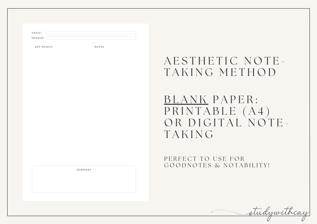 Blank Cornell Note-taking Template for Digital Use | Goodnotes ...