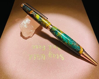 Slimline Unique Earth Pen - Personalized Handmade Gifts for Her Men Weddings Christmas