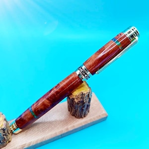 Caneta-tinteiro Thuya Burl Mistic Sky - Presentes artesanais personalizados para homens, casamentos e Natal