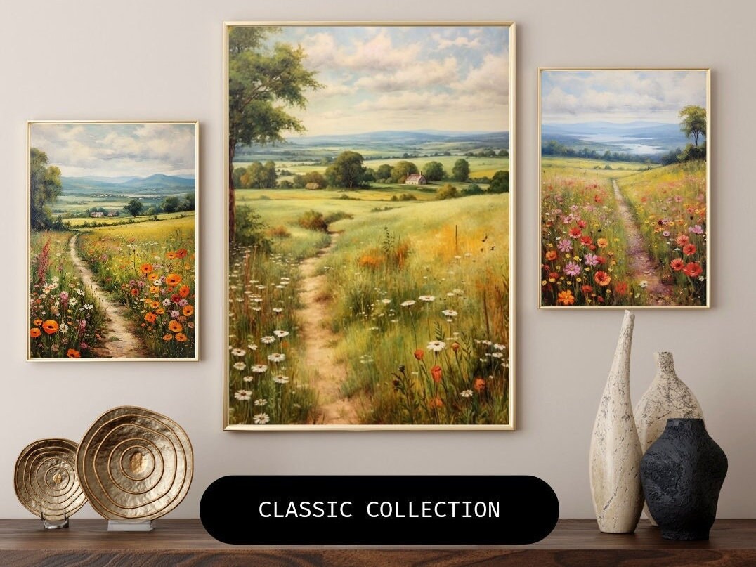 Captivating Wildflower Field Landscape Vintage Art Prints Etsy