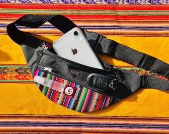 Peruvian Fanny pack with manta - secret pocket - Boho with adjustable strap.