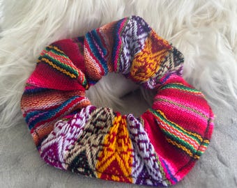 Peruvian Manta Hair Scrunchie Set – Handmade Cotton Blend, Vibrant Colors