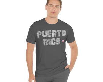 Puerto Rico Town Cloud w/flag T-shirt - Unisex White letters