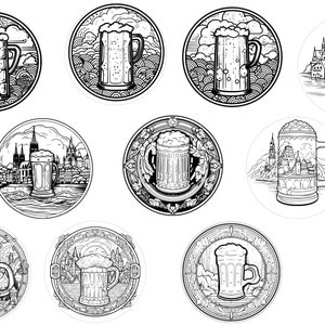 Beer mug / stein designs - coaster pattern - vector designs for any laser, cnc or printing application