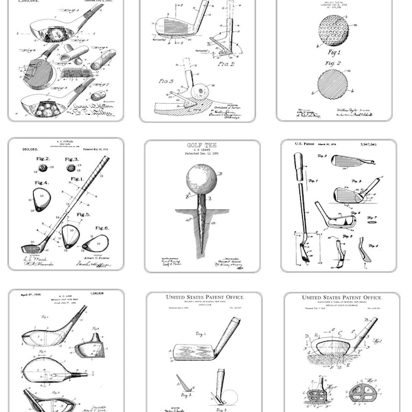 Golf patent designs - coaster pattern - vector designs for any laser, cnc or printing application