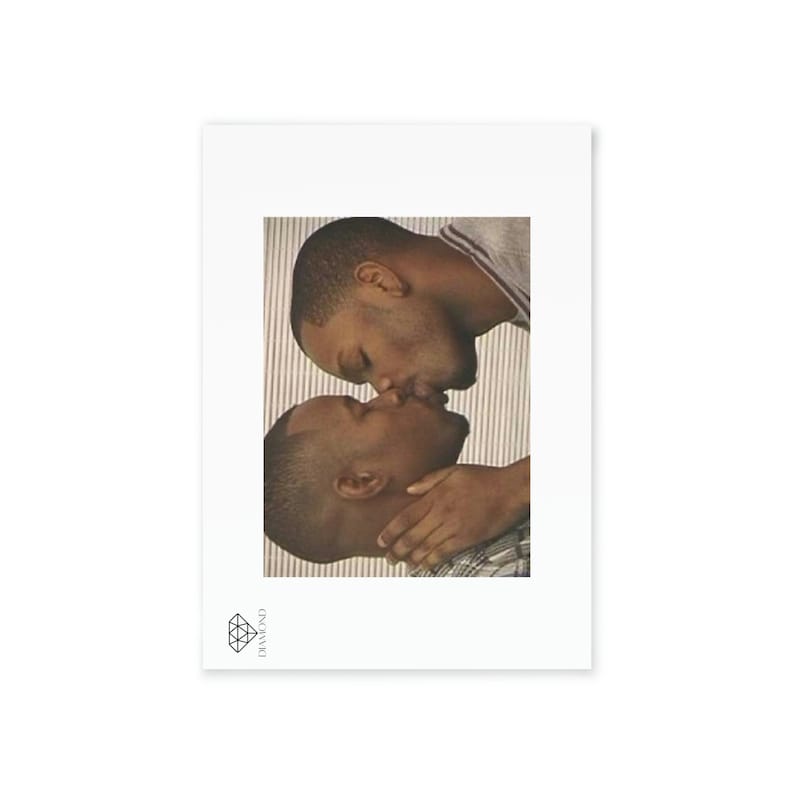 Black Guys Kissing Meme Love Card Two Sided Print Etsy