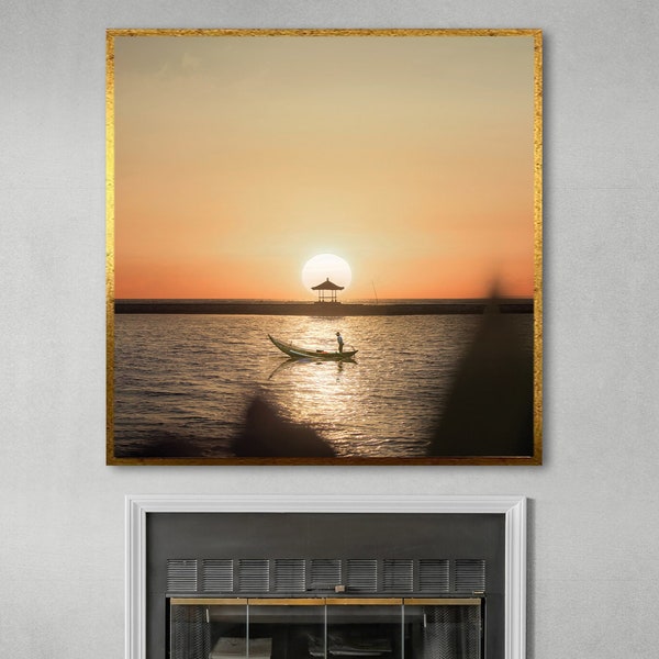 Sunrise in the Beach Landscape Canvas Print, Nature Canvas, Seascape Canvas, Minimalist Art, Framed Canvas, Decorative Canvas, Gift For Her