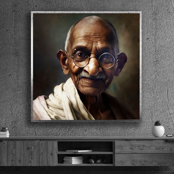 Mahatma Gandhi Leinwand Wanddekor, Mahatma Gandhi Portrait, Celebrity Canvas, gerahmte Wanddekor, dekorative Leinwand, Geschenk für sie