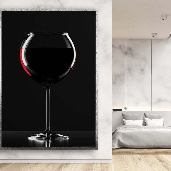 Red Wine Glass Canvas Print, Wine Glass Canvas Art, Wine Canvas, Minimalist Canvas, Framed Canvas, Decorative Canvas, Gift For Her