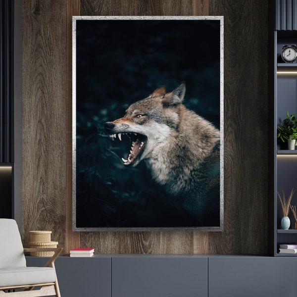 Gray Wolf Canvas Print, Animal Canvas Art, Wolf Canvas Wall  Decor, Trendly Canvas, Framed Canvas, Decorative Canvas, Gift For Her