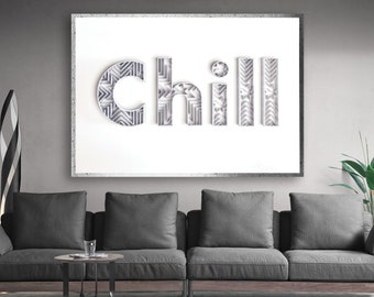 Chill Canvas Print, White Canvas, Geometric Canvas, Minimalist Canvas, Framed Canvas, Decorative Canvas, Gift For Her