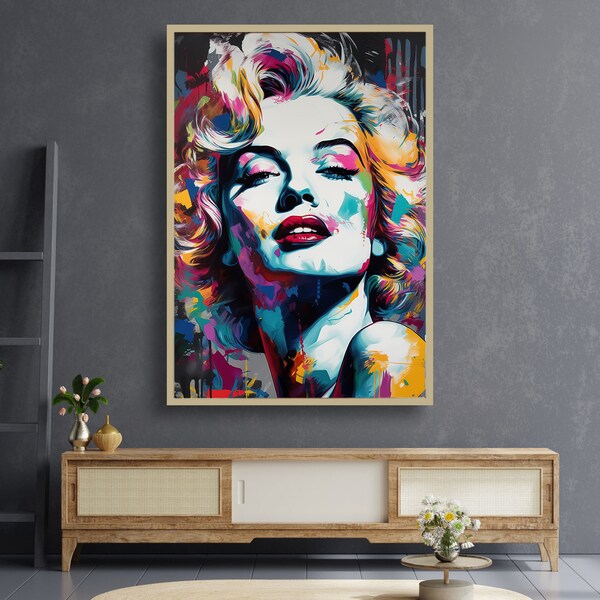 Poster Mural Photo MARILYN MONROE Sur Toile - Impression Artistique Rouge - Style Moderne - Neuf