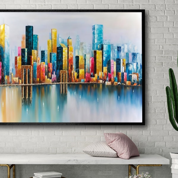 Urban Cityscape Canvas, Scenery Canvas, City Canvas, Abstract Art, Framed Wall Decor, Decorative Wall Art, Gift For Her