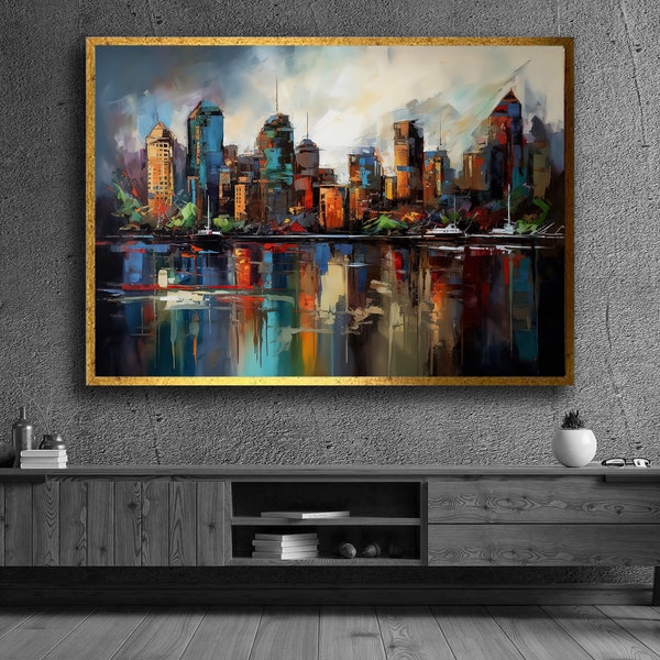 Scenery Canvas, Urban Cityscape Canvas, City Canvas, Abstract Art, Framed Wall Decor, Decorative Wall Art, Gift For Her