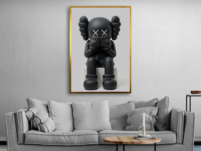 Black Kaws Canvas Print, Kaws Canvas, Kaws Wall Art, Kaws Poster