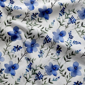 Watercolor Blue Flowers: High-Res Pattern File for Printing and DIY Crafts, Seamless Pattern, Nature-Inspired Design