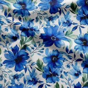Watercolor Blue Flowers: High-Res Pattern File for Printing and DIY Crafts, Seamless Pattern, Nature-Inspired Design
