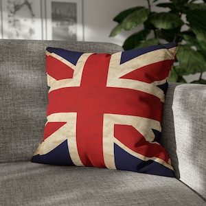 Vintage British Flag Throw Pillow Cover (Multiple Sizes) - Square Accent Pillow Cover