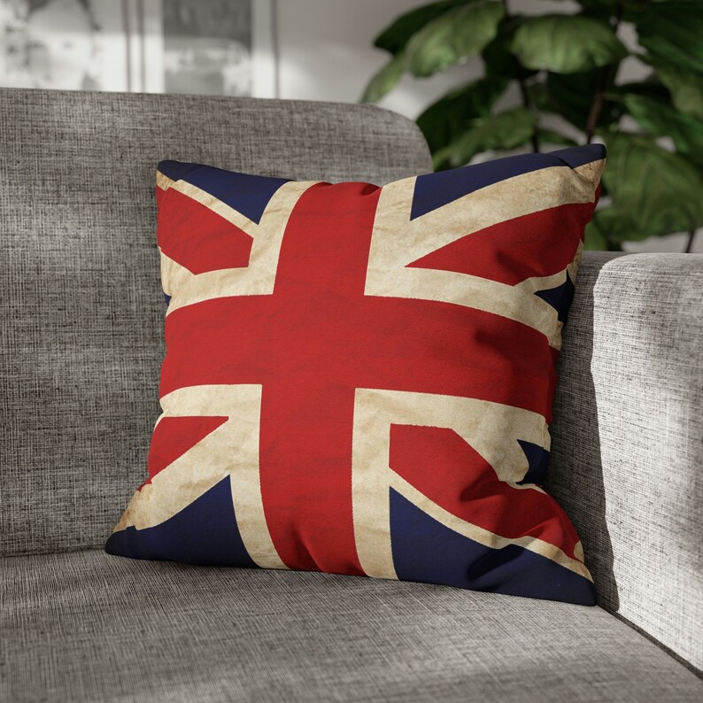Vintage British Flag Throw Pillow Cover multiple Sizes Square Accent