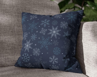 Snowflake Winter Throw Pillow Cover, Cozy Holiday Cabin Decor