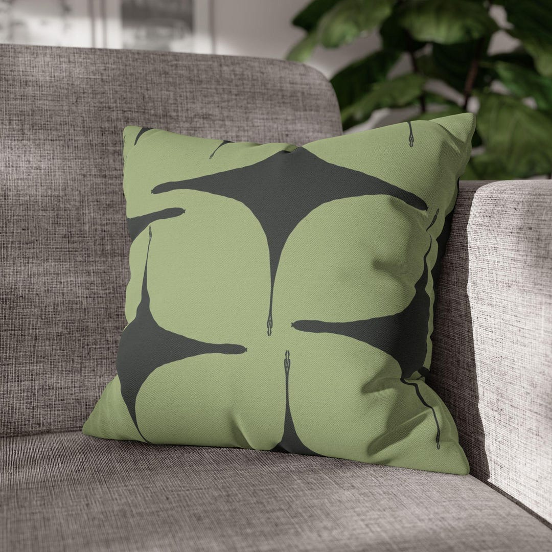 Mid Century Modern Green Geometric Throw Pillow Cover: Living Room ...