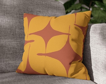 Orange Mid-Century Modern Throw Pillow Cover: Geometric Design