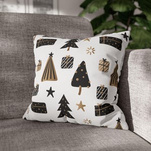 Christmas Pillow Cover, Holiday Trees & Gifts Decor, Multiple Sizes Cozy Seasonal Home Accent