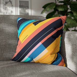 Electric Diagonal Stripe Throw Pillow Cover (Multiple Sizes) - Square Geometric Accent Pillow Cover