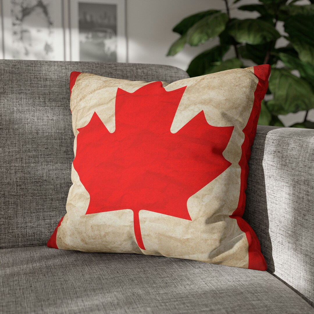 Vintage Canadian Flag Throw Pillow Cover multiple Sizes Square vintage-canadian-flag-throw-pillow-cover-multiple-sizes-square