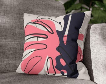 Pink Flower Pillow Cover: Abstract Art Throw Pillow - Modern Home Accent